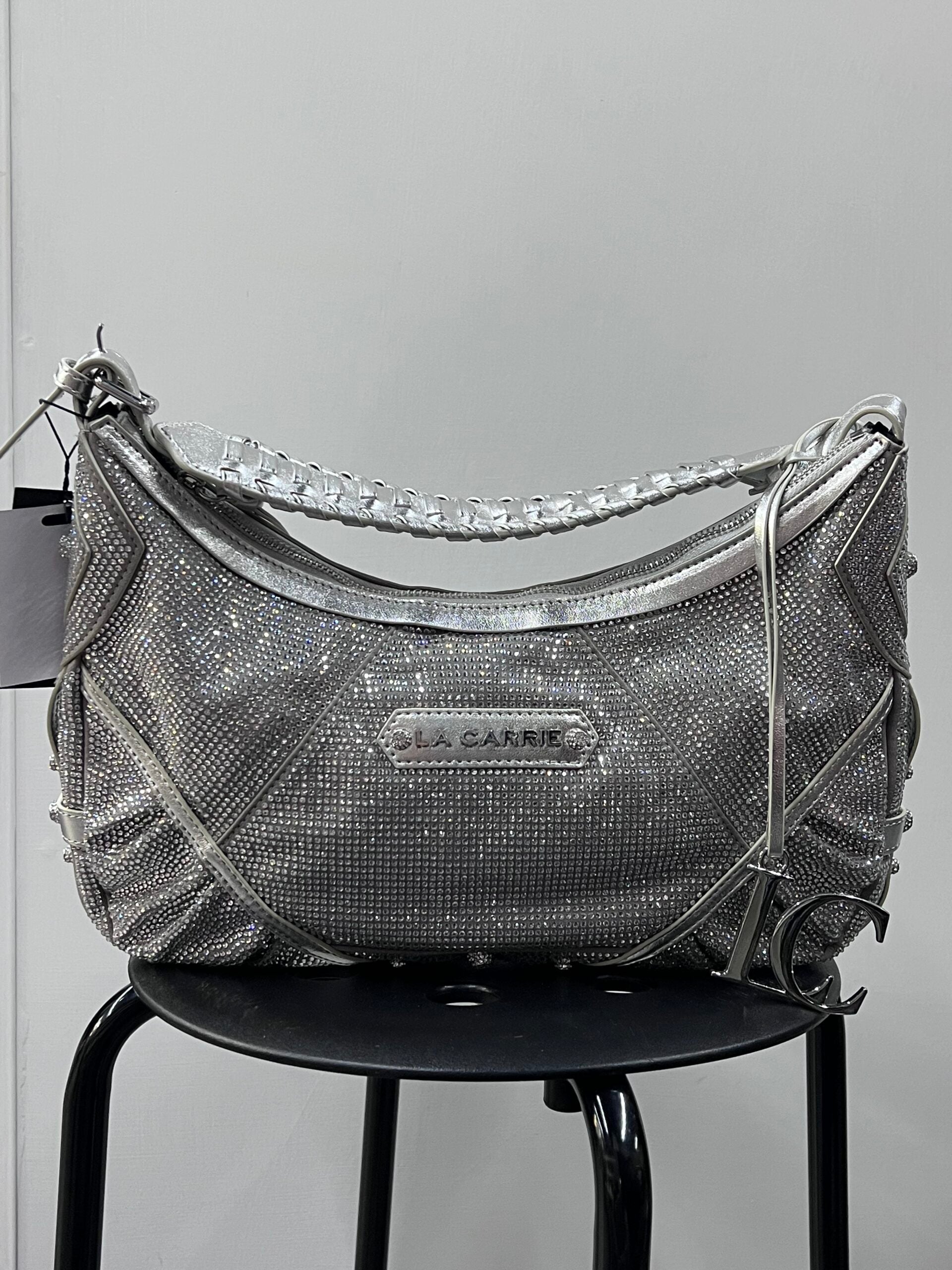 BORSA LA CARRIE SILVER CON STRASS.