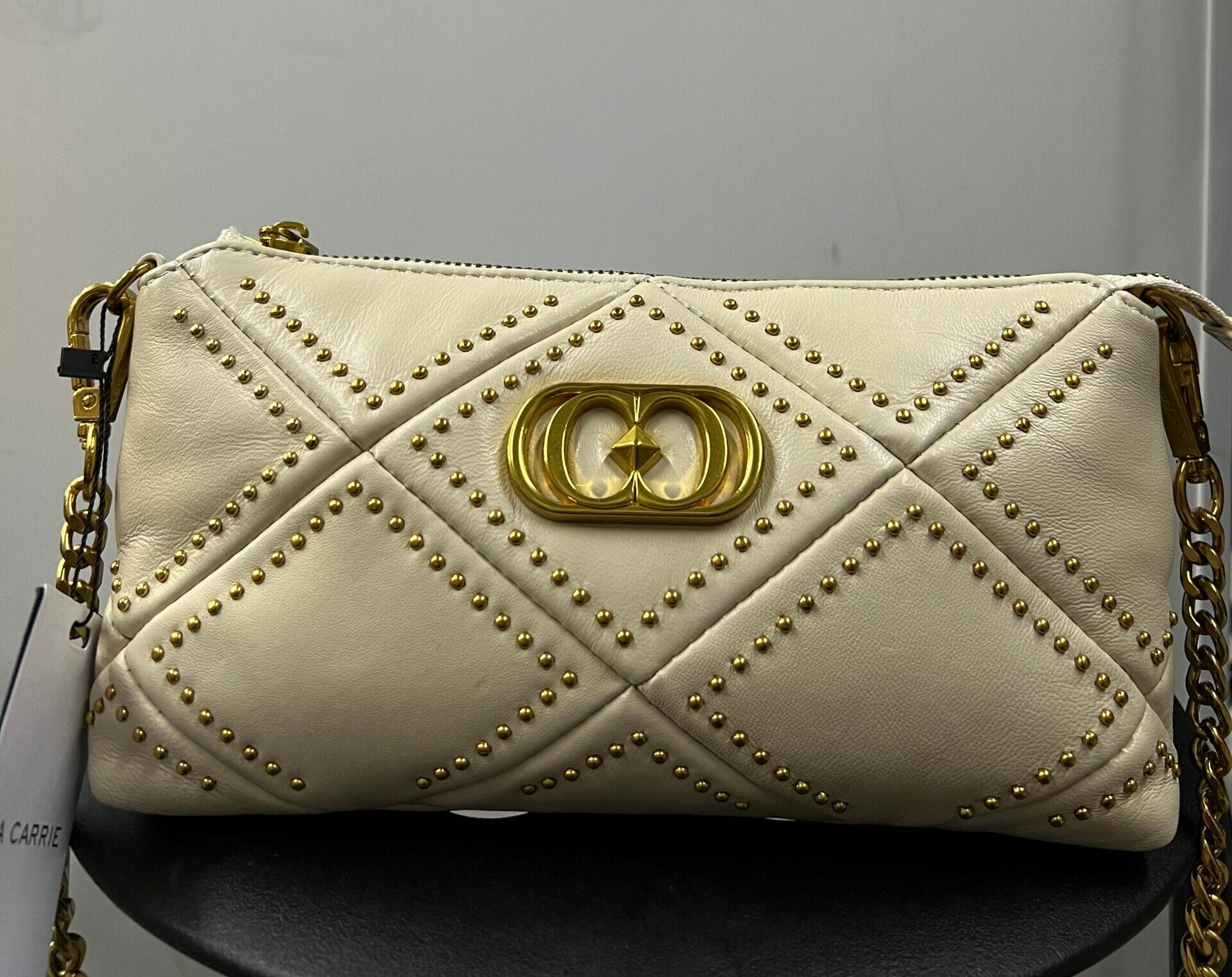 POCHETTE LA CARRIE CREMA IN PELLE