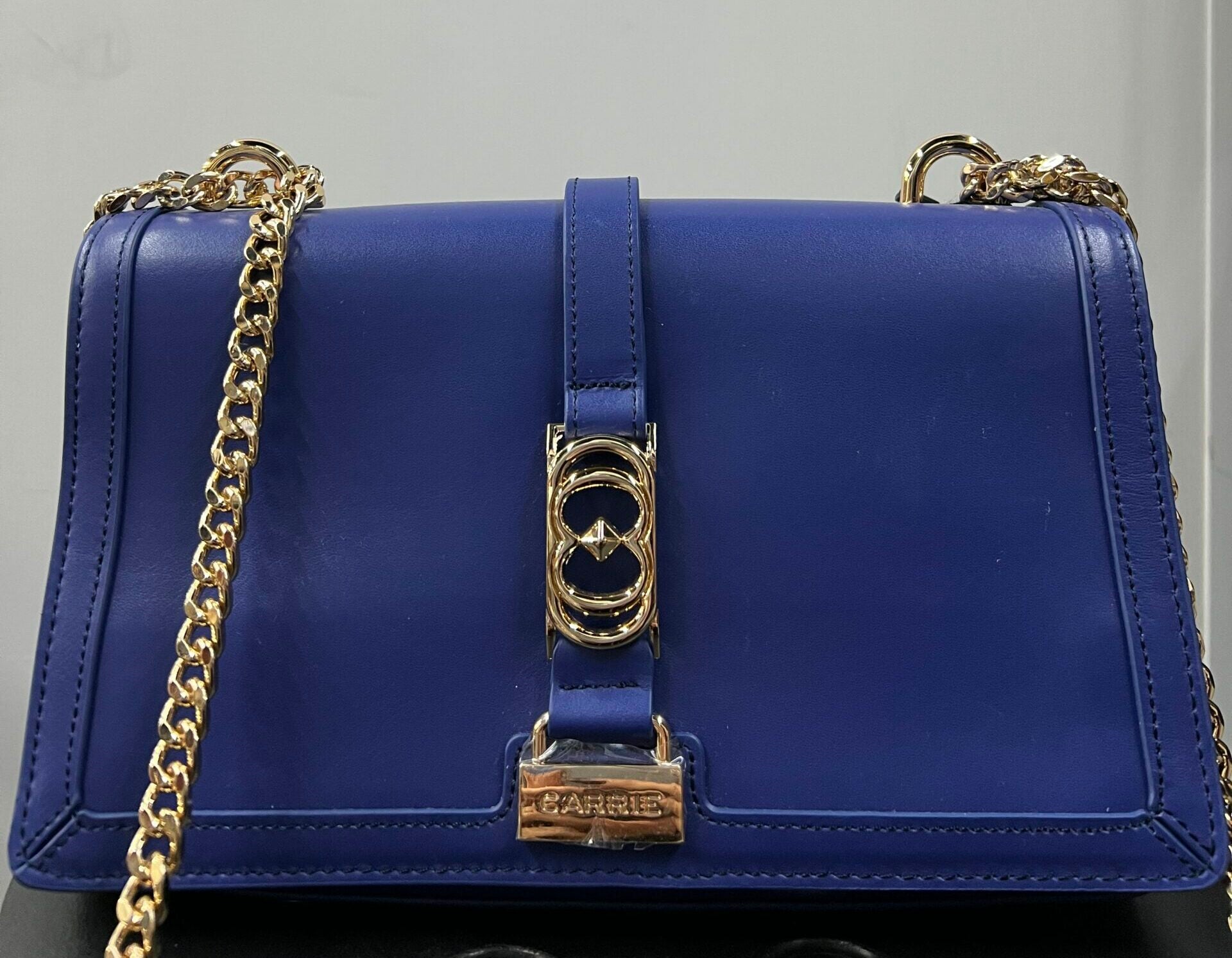 BORSA LA CARRIE BLU IN PELLE